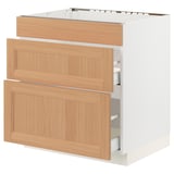 SEKTION / MAXIMERA Gabinete bajo estufa/3 frnt/2 cjn, blanco/Vedhamn roble, 30x24x30 "