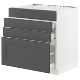 SEKTION / MAXIMERA Gabinete bajo estufa/4 frentes/3 cj, blanco/Axstad gris oscuro, 30x24x30 "