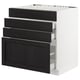 SEKTION / MAXIMERA Gabinete bajo estufa/4 frentes/3 cj, blanco/Lerhyttan teñido en negro, 30x24x30 "