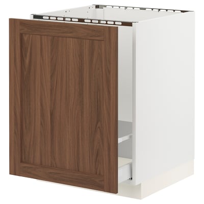 SEKTION / MAXIMERA Gabinete bajo freg/clas residuos, blanco Enköping/marrón efecto de nogal, 24x24x30 "
