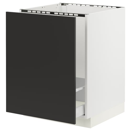 SEKTION / MAXIMERA Gabinete bajo freg/clas residuos, blanco/Nickebo antracita mate, 24x24x30 "