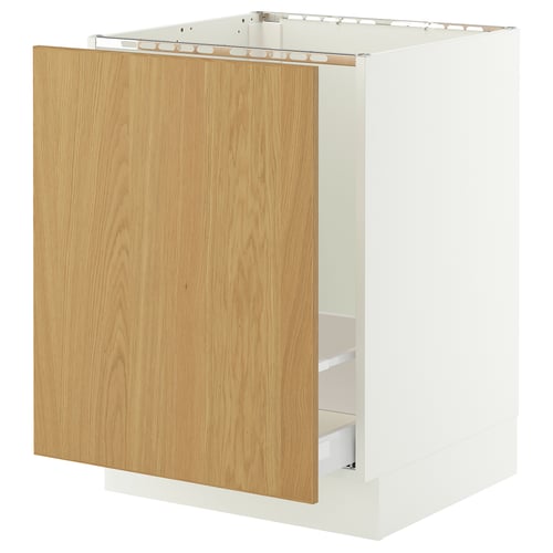 SEKTION / MAXIMERA Gabinete bajo freg/clas residuos, blanco/Sinarp chapa de roble, 24x24x30 "
