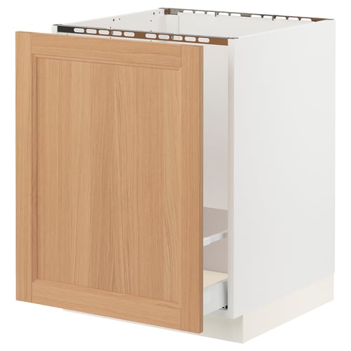 SEKTION / MAXIMERA Gabinete bajo freg/clas residuos, blanco/Vedhamn roble, 24x24x30 "