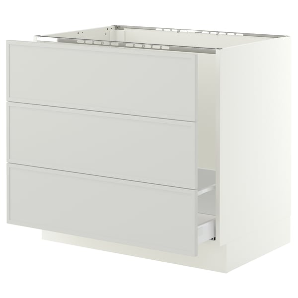 SEKTION / MAXIMERA Gabinete bajo freg/clas rsds/3 frnt, blanco/Aspudden gris claro, 36x24x30 "