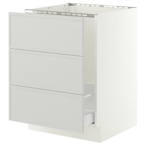 SEKTION / MAXIMERA Gabinete bajo freg/clas rsds/3 frnt, blanco/Aspudden gris claro, 24x24x30 "