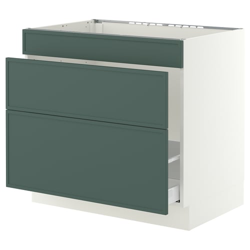 SEKTION / MAXIMERA Gabinete bajo freg/clas rsds/3 frnt, blanco/Aspudden gris verdoso oscuro, 36x24x30 "
