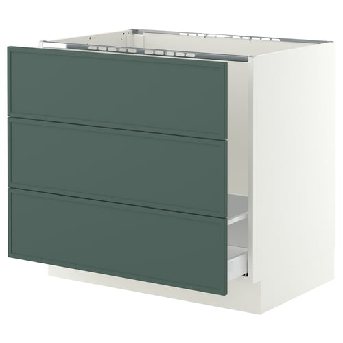 SEKTION / MAXIMERA Gabinete bajo freg/clas rsds/3 frnt, blanco/Aspudden gris verdoso oscuro, 36x24x30 "