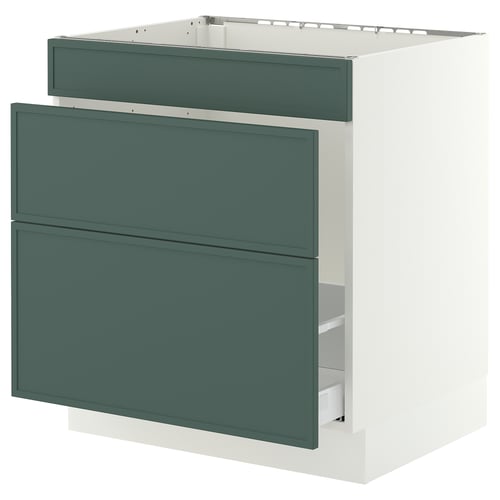 SEKTION / MAXIMERA Gabinete bajo freg/clas rsds/3 frnt, blanco/Aspudden gris verdoso oscuro, 30x24x30 "