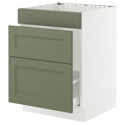 SEKTION / MAXIMERA Gabinete bajo freg/clas rsds/3 frnt, blanco/Axstad gris-verde, 24x24x30 "