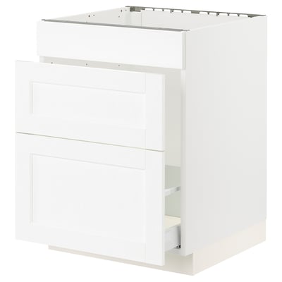 SEKTION / MAXIMERA Gabinete bajo freg/clas rsds/3 frnt, blanco Enköping/blanco efecto madera, 24x24x30 "