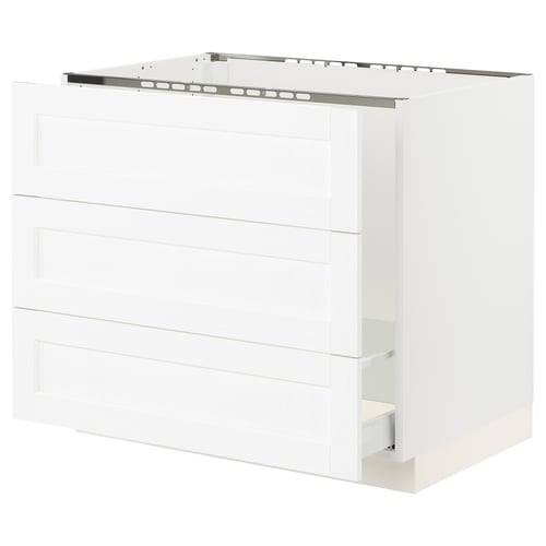SEKTION / MAXIMERA Gabinete bajo freg/clas rsds/3 frnt, blanco Enköping/blanco efecto madera, 36x24x30 "