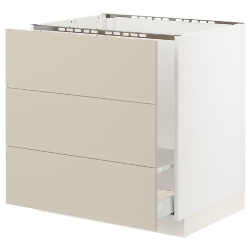 SEKTION / MAXIMERA Gabinete bajo freg/clas rsds/3 frnt, blanco/Havstorp beige, 30x24x30 "