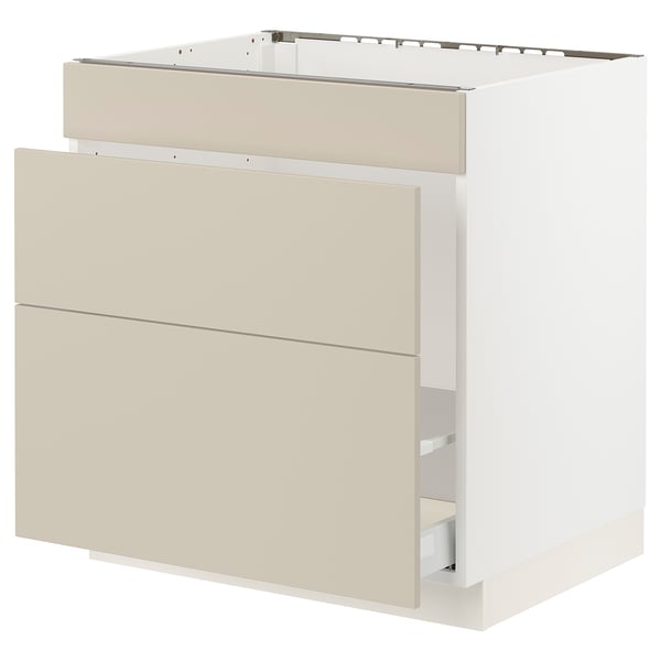 SEKTION / MAXIMERA Gabinete bajo freg/clas rsds/3 frnt, blanco/Havstorp beige, 30x24x30 "