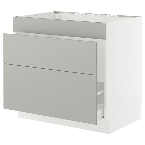 SEKTION / MAXIMERA Gabinete bajo freg/clas rsds/3 frnt, blanco/Havstorp gris claro, 36x24x30 "