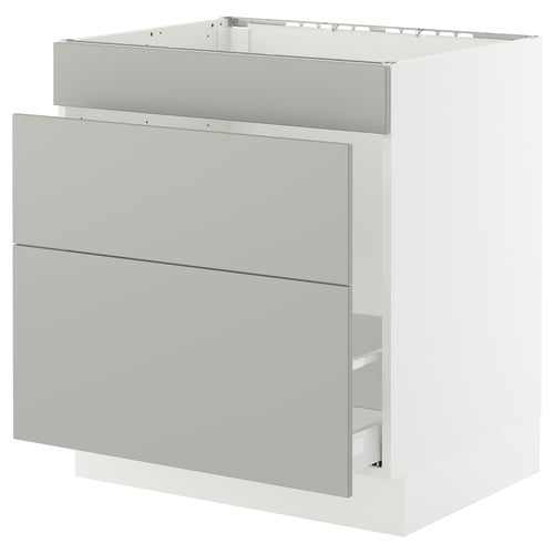 SEKTION / MAXIMERA Gabinete bajo freg/clas rsds/3 frnt, blanco/Havstorp gris claro, 30x24x30 "