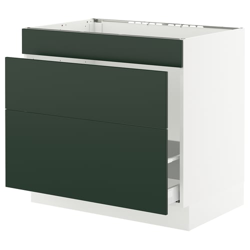 SEKTION / MAXIMERA Gabinete bajo freg/clas rsds/3 frnt, blanco/Havstorp verde oscuro, 36x24x30 "