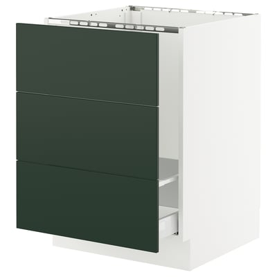 SEKTION / MAXIMERA Gabinete bajo freg/clas rsds/3 frnt, blanco/Havstorp verde oscuro, 24x24x30 "