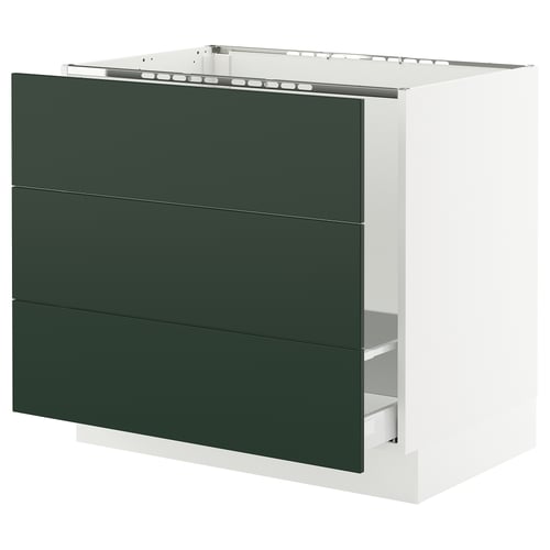 SEKTION / MAXIMERA Gabinete bajo freg/clas rsds/3 frnt, blanco/Havstorp verde oscuro, 36x24x30 "