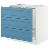 SEKTION / MAXIMERA Gabinete bajo freg/clas rsds/3 frnt, blanco/Lerhyttan azul, 36x24x30 "