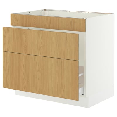 SEKTION / MAXIMERA Gabinete bajo freg/clas rsds/3 frnt, blanco/Sinarp chapa de roble, 36x24x30 "