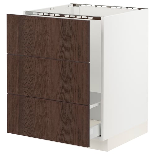 SEKTION / MAXIMERA Gabinete bajo freg/clas rsds/3 frnt, blanco/Sinarp marrón, 24x24x30 "