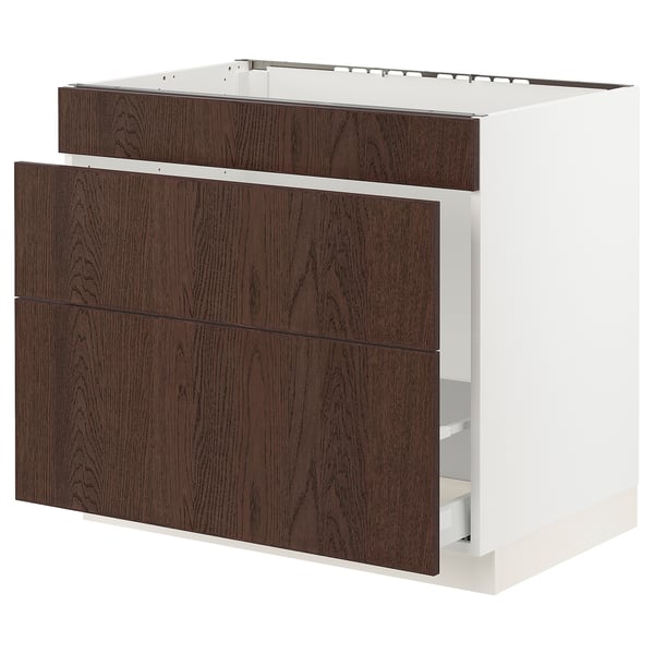 SEKTION / MAXIMERA Gabinete bajo freg/clas rsds/3 frnt, blanco/Sinarp marrón, 36x24x30 "