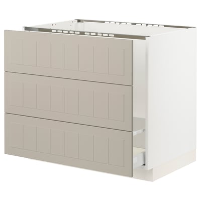 SEKTION / MAXIMERA Gabinete bajo freg/clas rsds/3 frnt, blanco/Stensund beige, 36x24x30 "