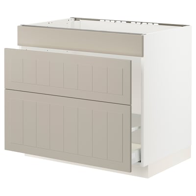 SEKTION / MAXIMERA Gabinete bajo freg/clas rsds/3 frnt, blanco/Stensund beige, 36x24x30 "