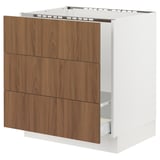 SEKTION / MAXIMERA Gabinete bajo freg/clas rsds/3 frnt, blanco/Tistorp efecto nogal marrón, 30x24x30 "