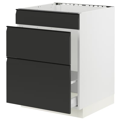 SEKTION / MAXIMERA Gabinete bajo freg/clas rsds/3 frnt, blanco/Upplöv antracita mate, 24x24x30 "