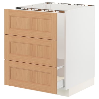 SEKTION / MAXIMERA Gabinete bajo freg/clas rsds/3 frnt, blanco/Vedhamn roble, 24x24x30 "