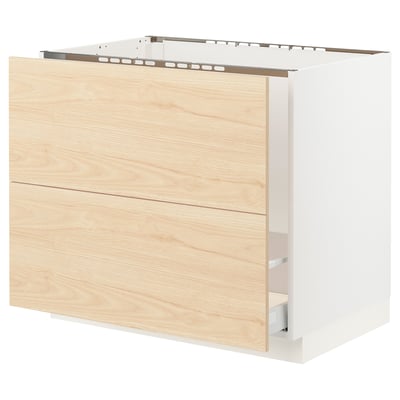 SEKTION / MAXIMERA Gabinete bajo freg/cls residuos/2fr, blanco/Askersund efecto de fresno claro, 36x24x30 "