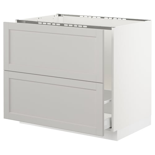 SEKTION / MAXIMERA Gabinete bajo freg/cls residuos/2fr, blanco/Lerhyttan gris claro, 36x24x30 "