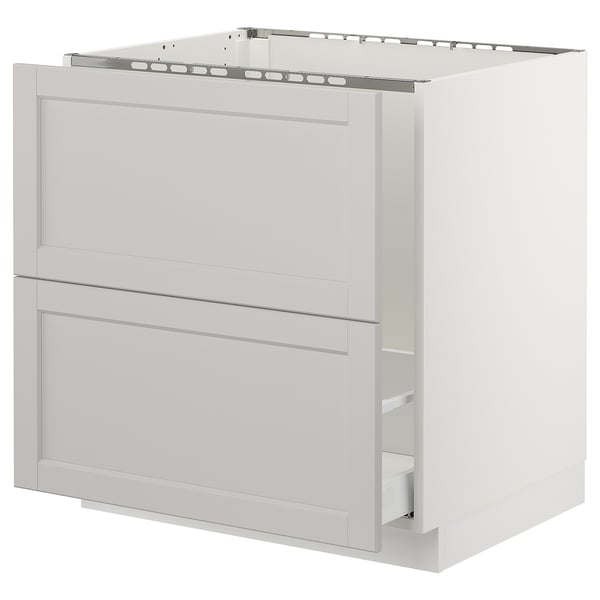 SEKTION / MAXIMERA Gabinete bajo freg/cls residuos/2fr, blanco/Lerhyttan gris claro, 30x24x30 "