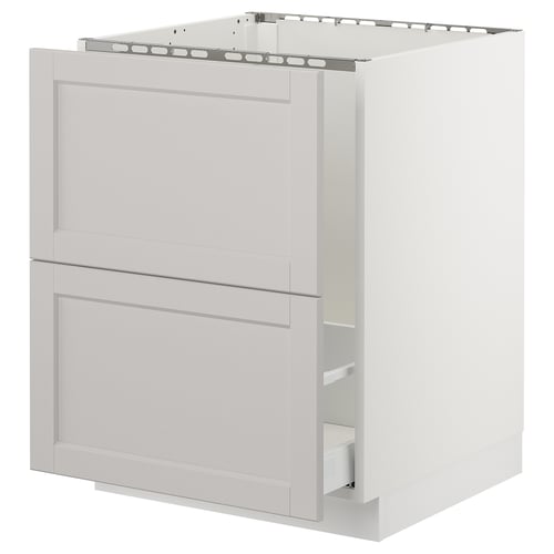 SEKTION / MAXIMERA Gabinete bajo freg/cls residuos/2fr, blanco/Lerhyttan gris claro, 24x24x30 "