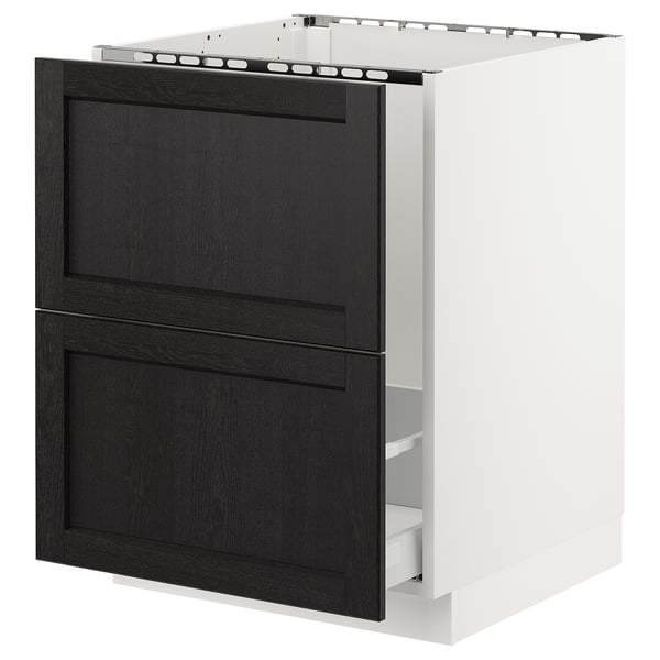 SEKTION / MAXIMERA Gabinete bajo freg/cls residuos/2fr, blanco/Lerhyttan teñido en negro, 24x24x30 "