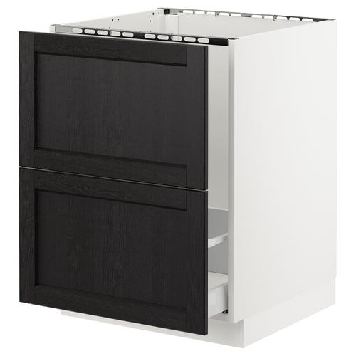 SEKTION / MAXIMERA Gabinete bajo freg/cls residuos/2fr, blanco/Lerhyttan teñido en negro, 24x24x30 "