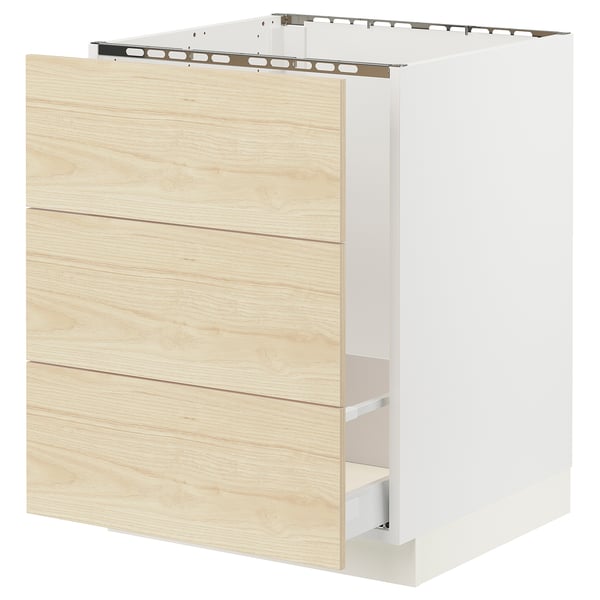 SEKTION / MAXIMERA Gabinete bajo freg/cls residuos/3fr, blanco/Askersund efecto de fresno claro, 24x24x30 "