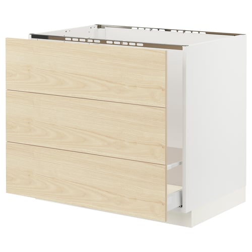 SEKTION / MAXIMERA Gabinete bajo freg/cls residuos/3fr, blanco/Askersund efecto de fresno claro, 36x24x30 "