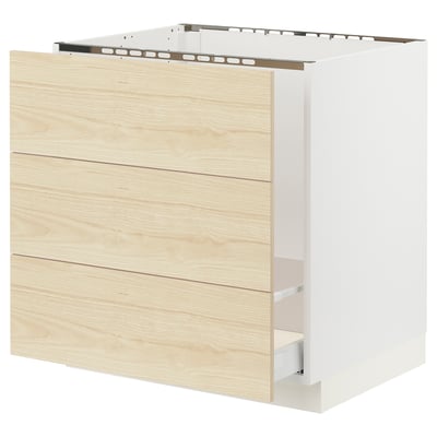 SEKTION / MAXIMERA Gabinete bajo freg/cls residuos/3fr, blanco/Askersund efecto de fresno claro, 30x24x30 "