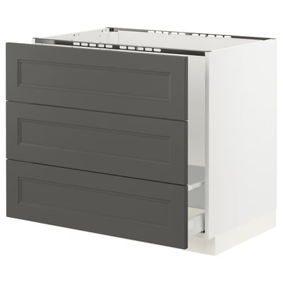 SEKTION / MAXIMERA Gabinete bajo freg/cls residuos/3fr, blanco/Axstad gris oscuro, 36x24x30 "