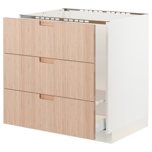 SEKTION / MAXIMERA Gabinete bajo freg/cls residuos/3fr, blanco/Fröjered bambú claro, 30x24x30 "