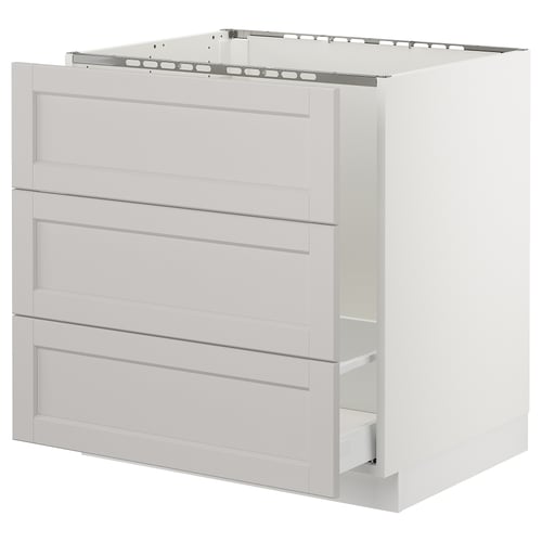 SEKTION / MAXIMERA Gabinete bajo freg/cls residuos/3fr, blanco/Lerhyttan gris claro, 30x24x30 "