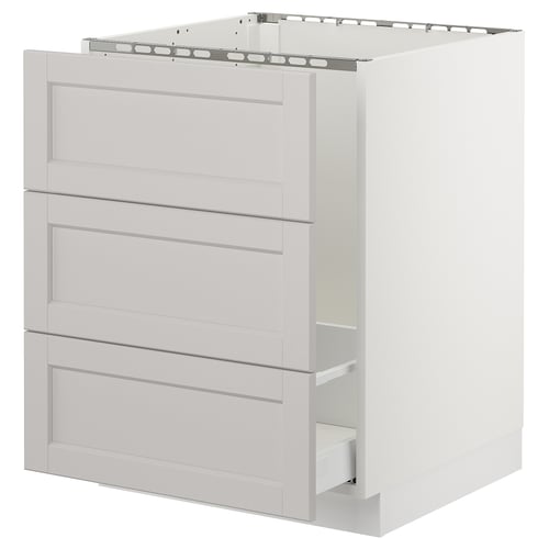 SEKTION / MAXIMERA Gabinete bajo freg/cls residuos/3fr, blanco/Lerhyttan gris claro, 24x24x30 "
