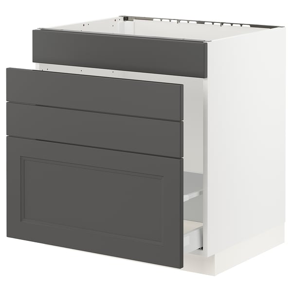 SEKTION / MAXIMERA Gabinete bajo freg/cls residuos/4fr, blanco/Axstad gris oscuro, 30x24x30 "