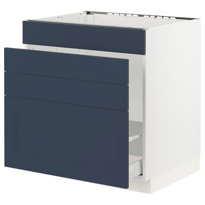 SEKTION / MAXIMERA Gabinete bajo freg/cls residuos/4fr, blanco Axstad/mate azul, 30x24x30 "