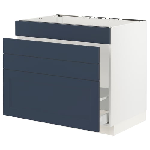 SEKTION / MAXIMERA Gabinete bajo freg/cls residuos/4fr, blanco Axstad/mate azul, 36x24x30 "