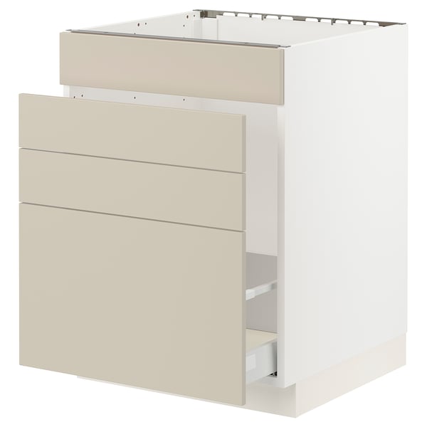 SEKTION / MAXIMERA Gabinete bajo freg/cls residuos/4fr, blanco/Havstorp beige, 24x24x30 "