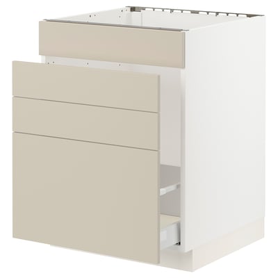 SEKTION / MAXIMERA Gabinete bajo freg/cls residuos/4fr, blanco/Havstorp beige, 24x24x30 "