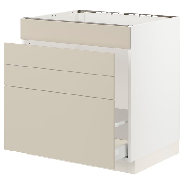 SEKTION / MAXIMERA Gabinete bajo freg/cls residuos/4fr, blanco/Havstorp beige, 30x24x30 "